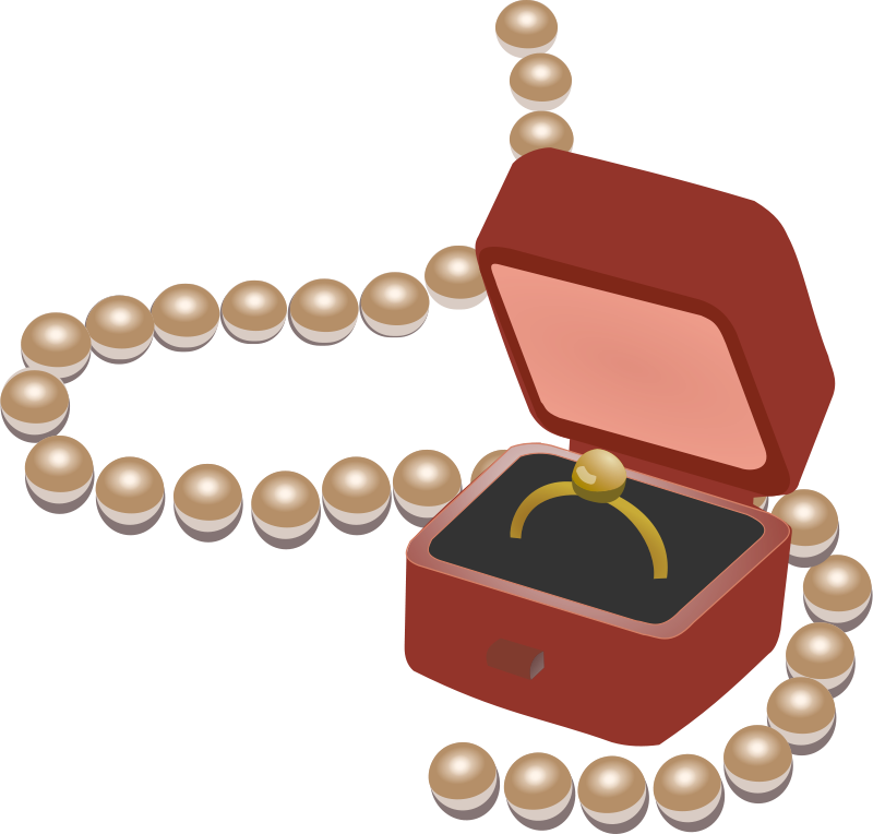 Pearl Necklaceand Ring Box Clipart PNG