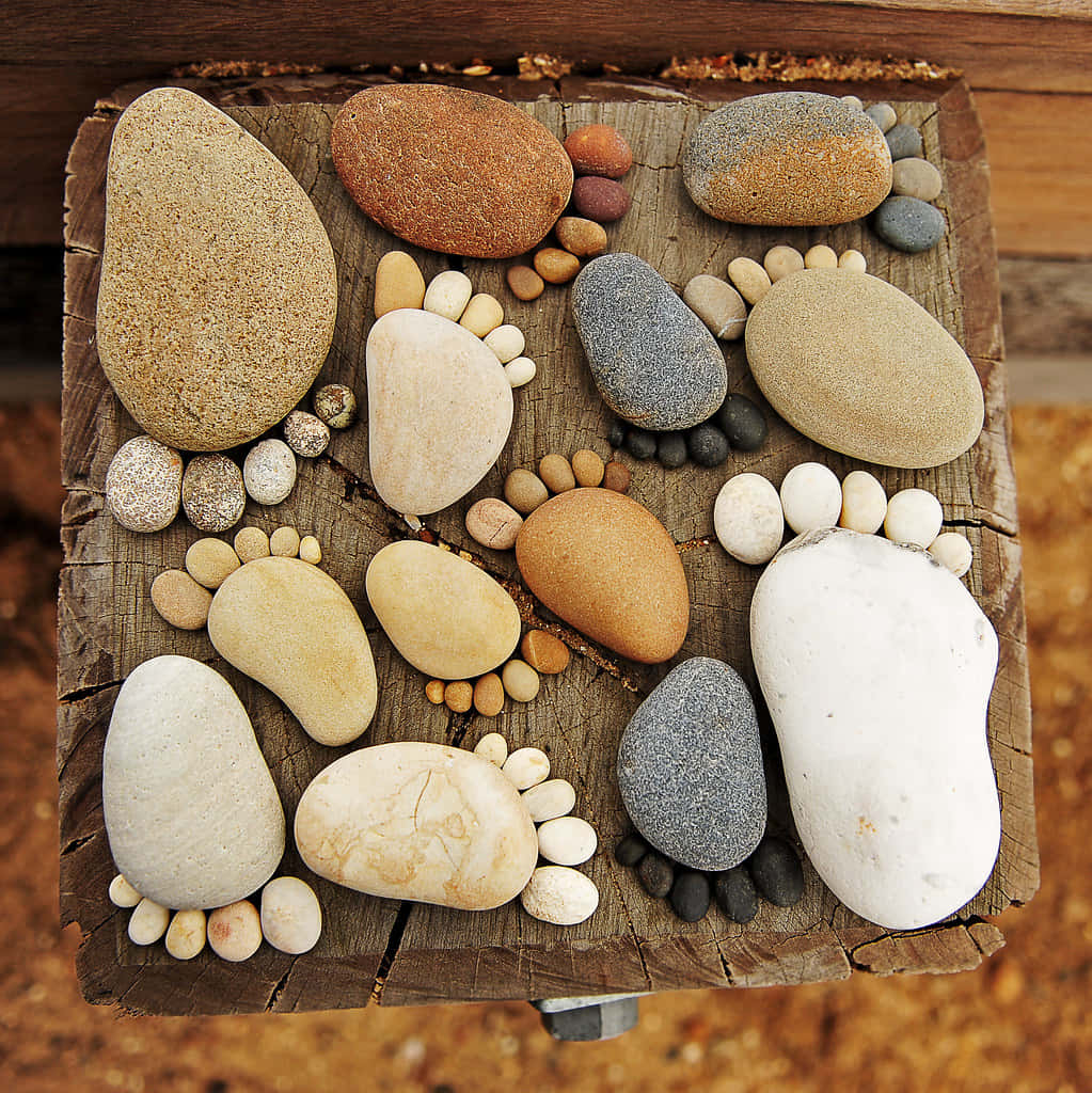 A Wooden Board With Rocks On It