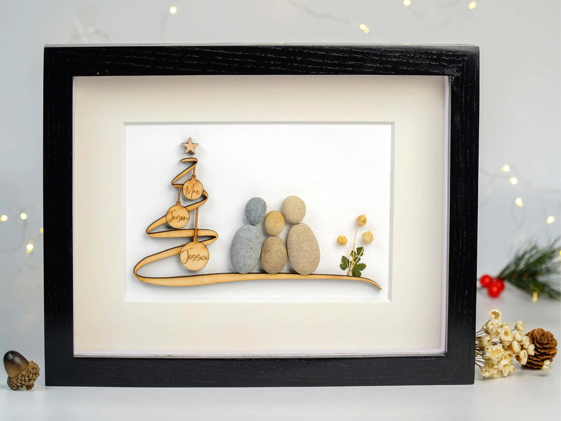 Personalised Christmas Tree With Pebbles