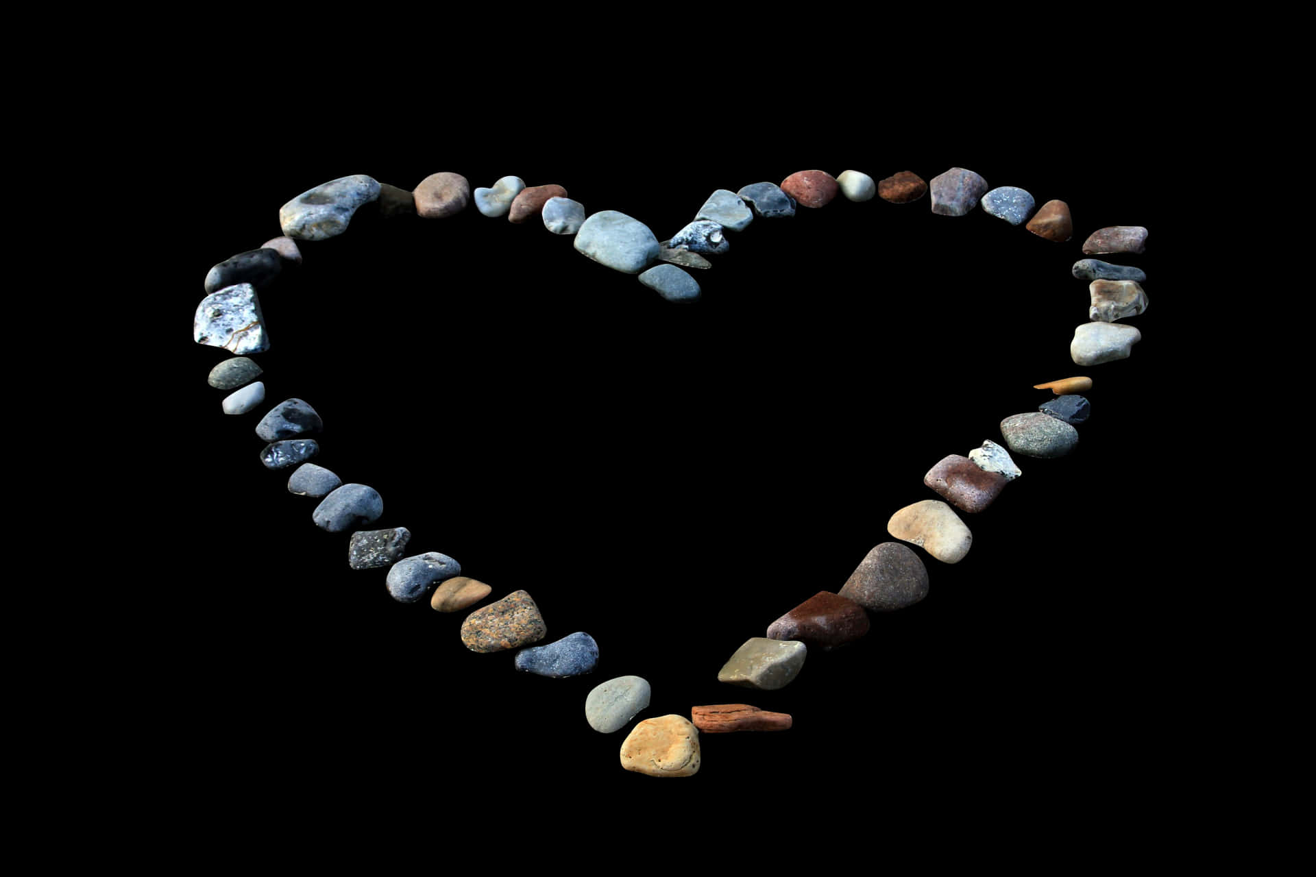 Pebble Heart Formation Black Background PNG