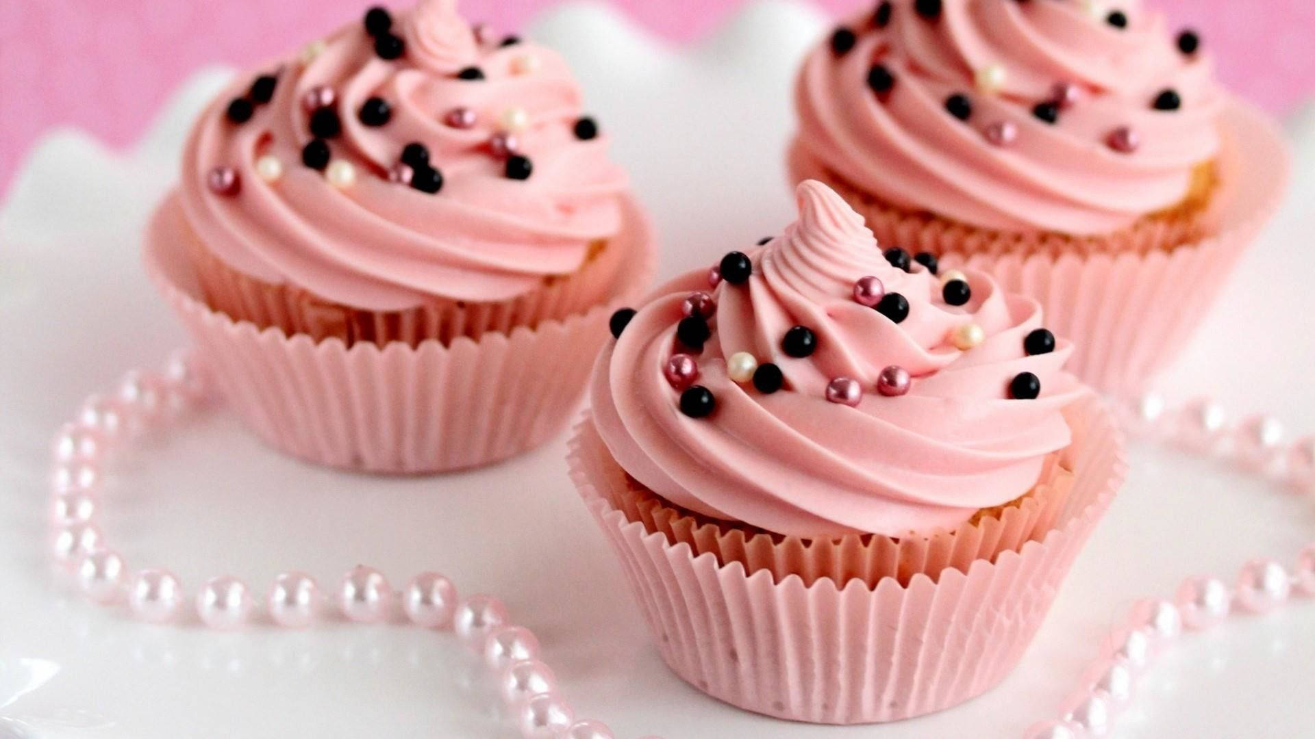 Pletset Pink Cupcake Dessert Tapet Wallpaper