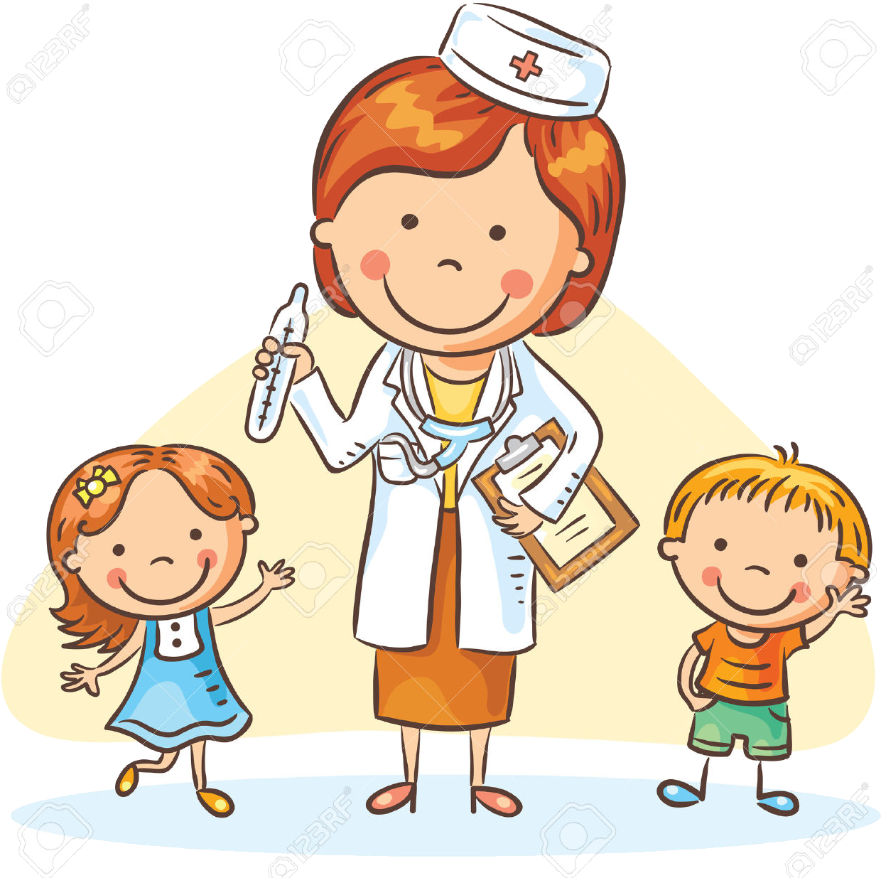Pediatricianand Happy Children PNG
