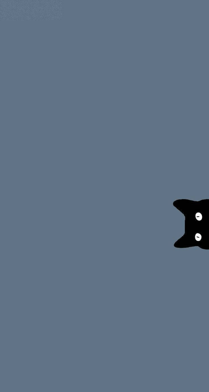Download Peeking Black Cat Plain Aesthetic Wallpaper 