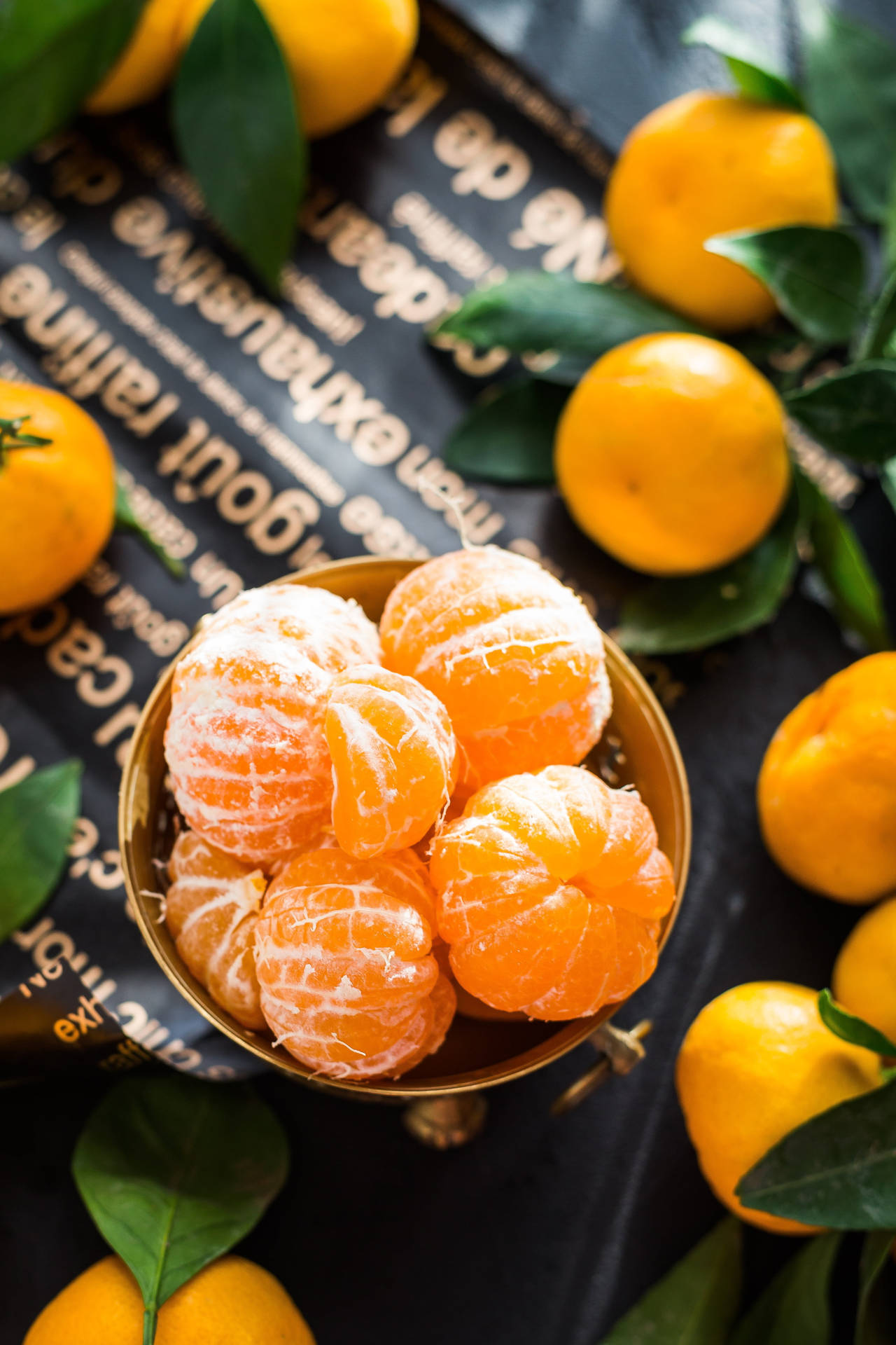 Peelede Citrus Frugt Clementine Overhead View Wallpaper