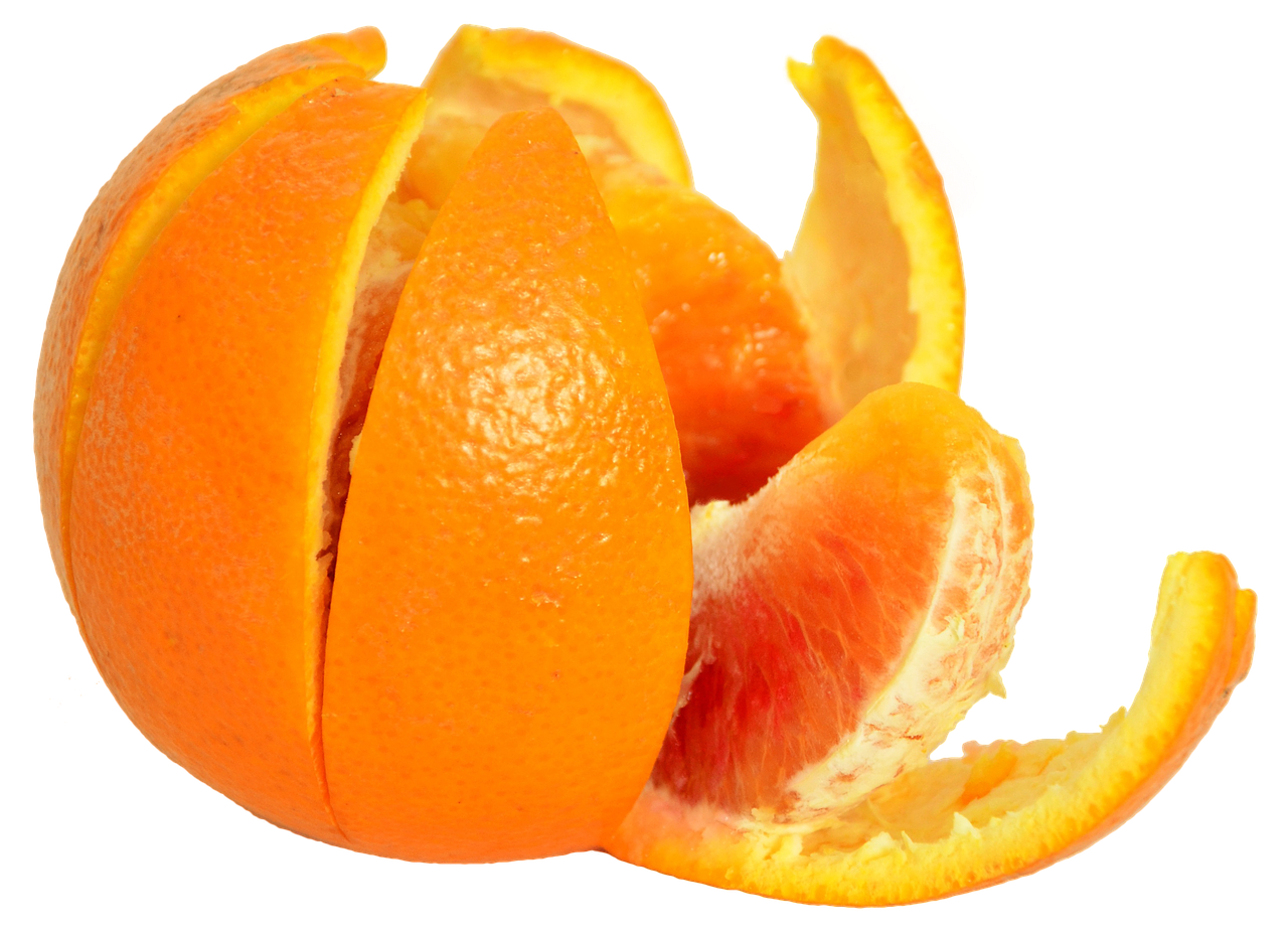 Peeled Orange Against Black Background PNG