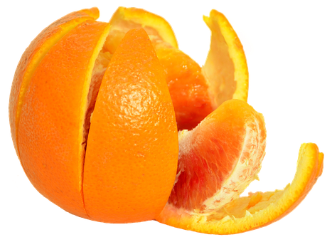 Peeled Orange Artistic Display PNG