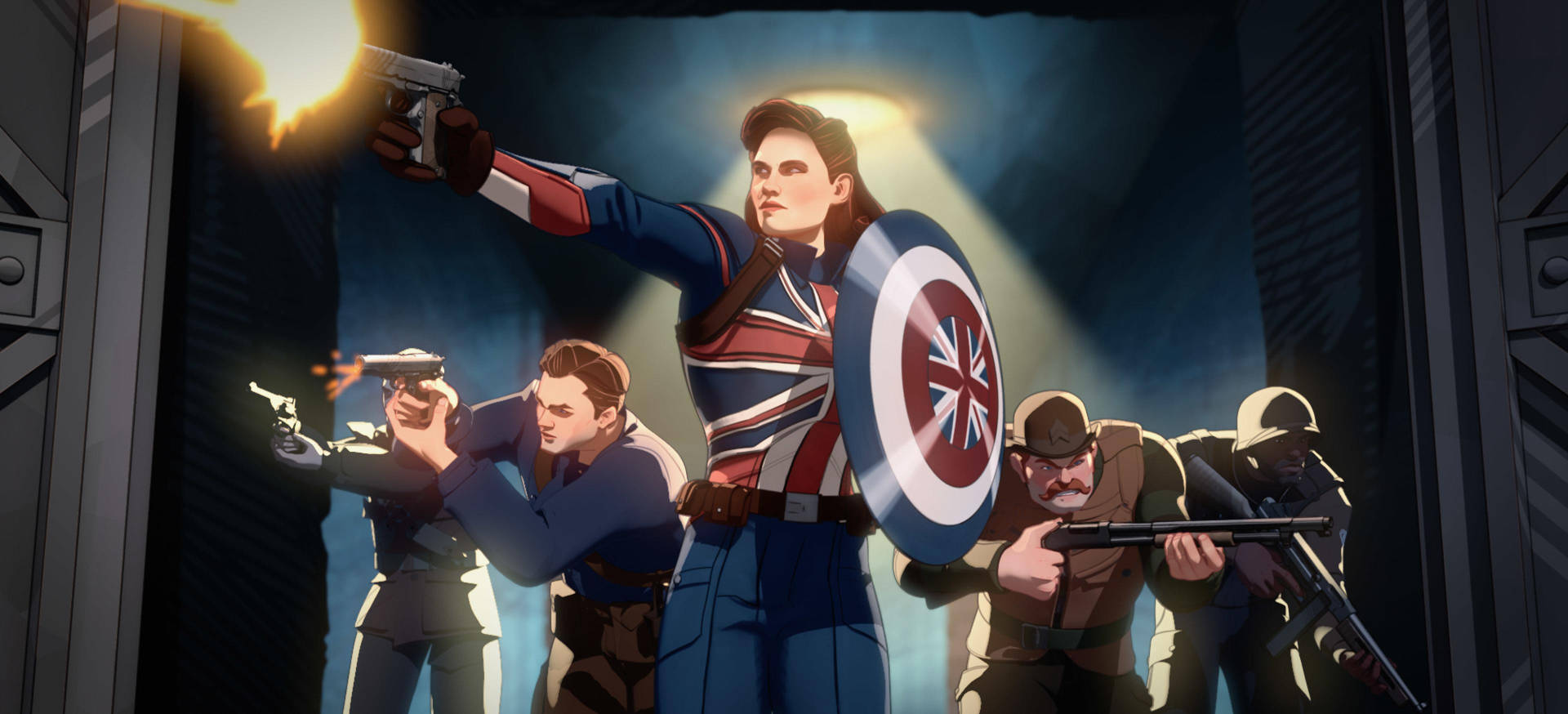 Peggy With Gun Marvel What If Background
