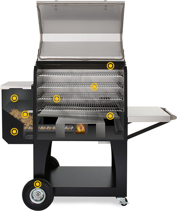 Pellet Smoker Grill Open View PNG