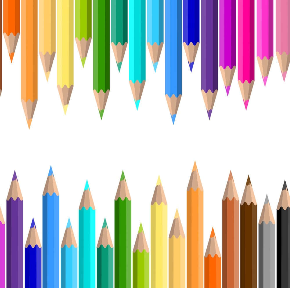Colorful Pencils In A Row On A White Background