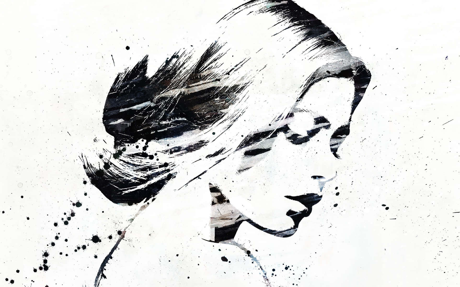 Elrostro De Una Mujer Está Pintado En Blanco Y Negro.