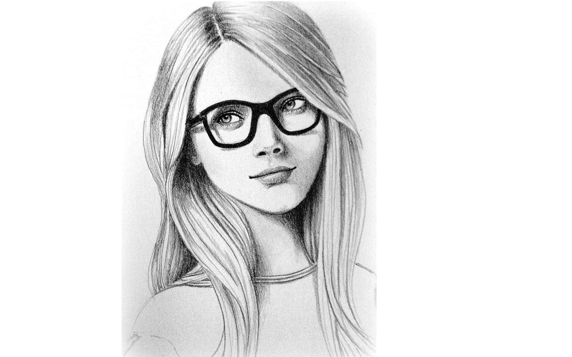 A Drawing Of A Woman With Glasses