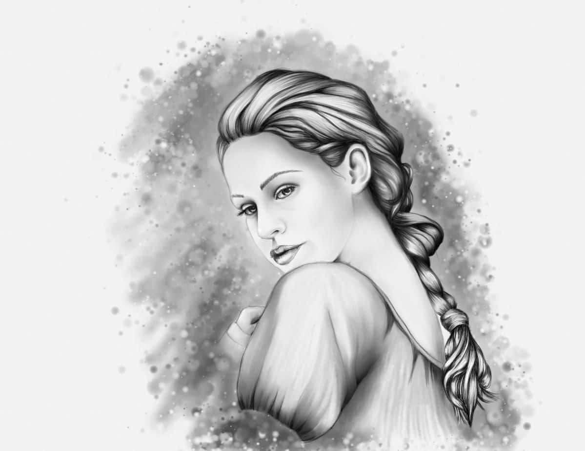 A Drawing Of A Woman With Braids