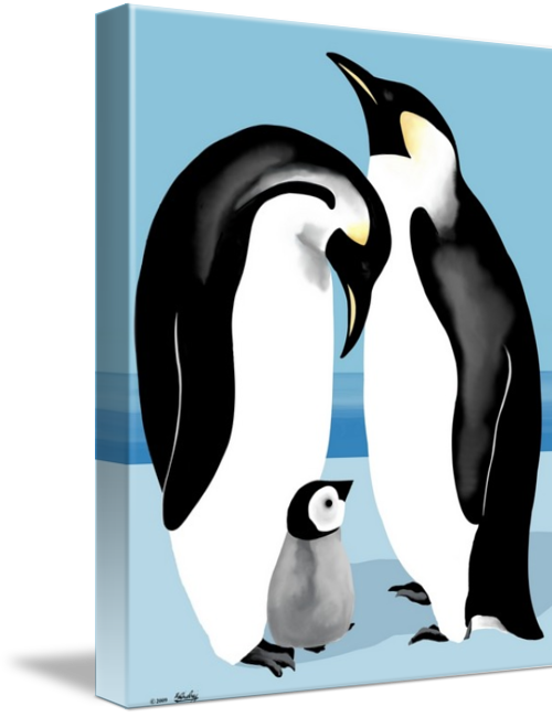 Penguin Family Canvas Art PNG