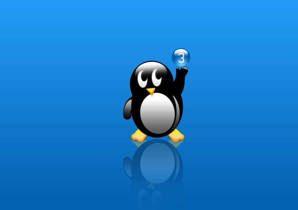 Playful Penguin Tux Taking a Stroll Wallpaper