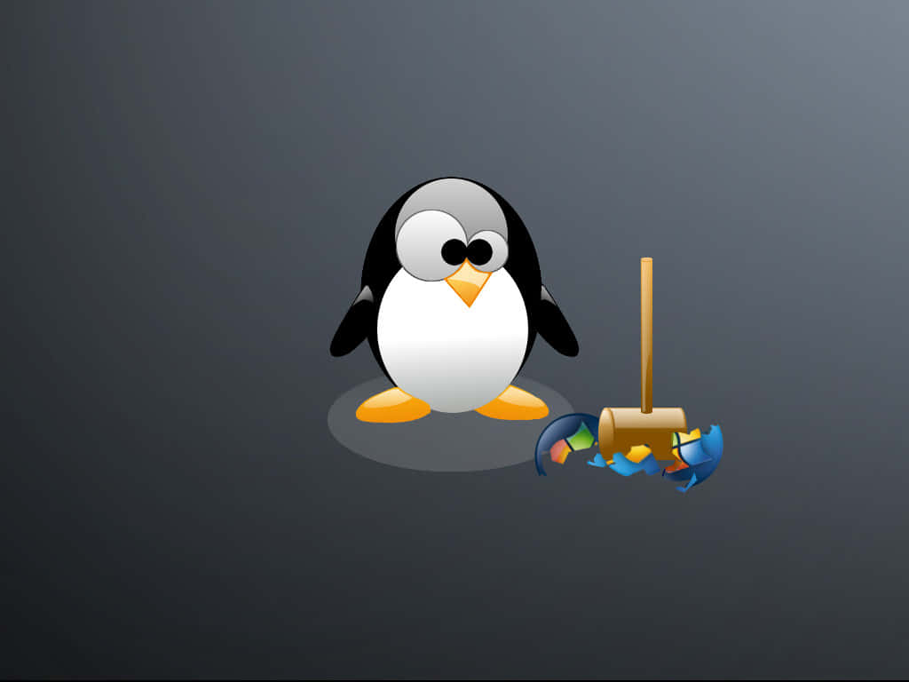 Playful Penguin Tux enjoying a sunny day in the icy habitat Wallpaper