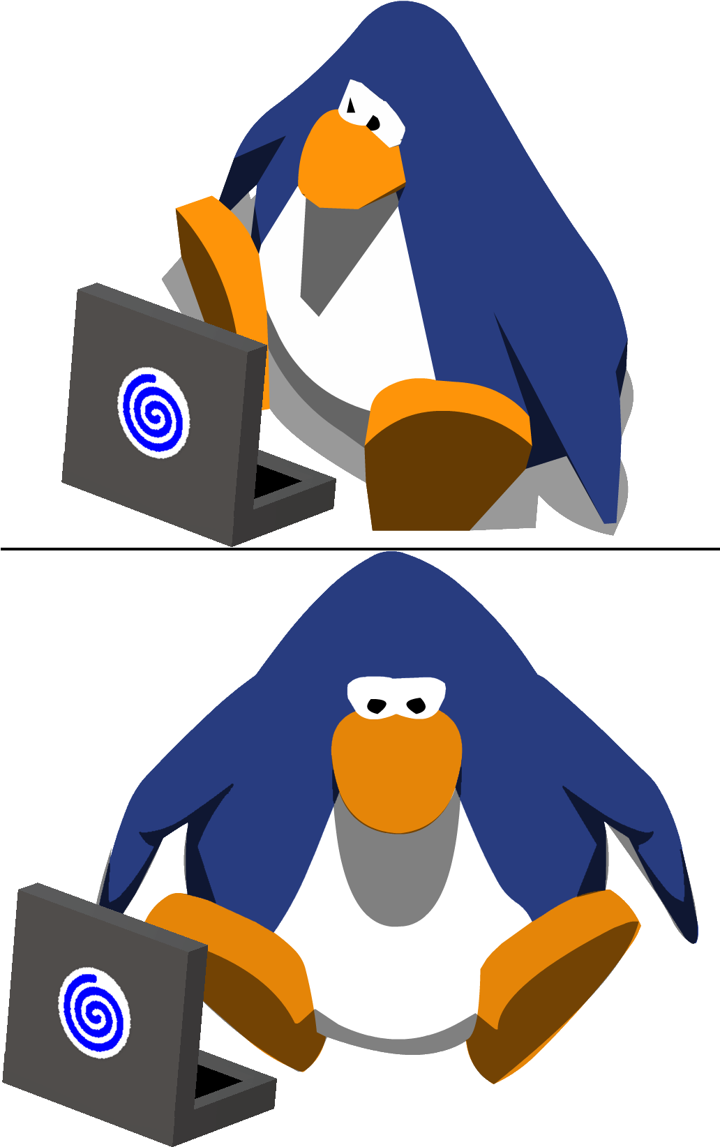 Penguin_with_ Laptop_ Vector_ Art PNG