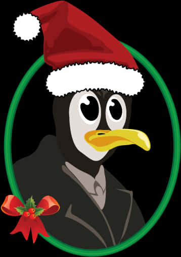 Penguinin Santa Hat PNG