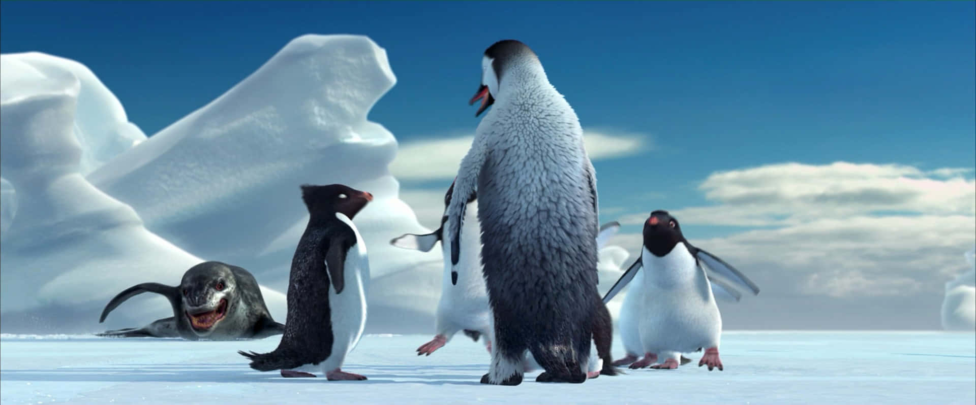 Penguins And Seal From Happy Feet Two Wallpaper
