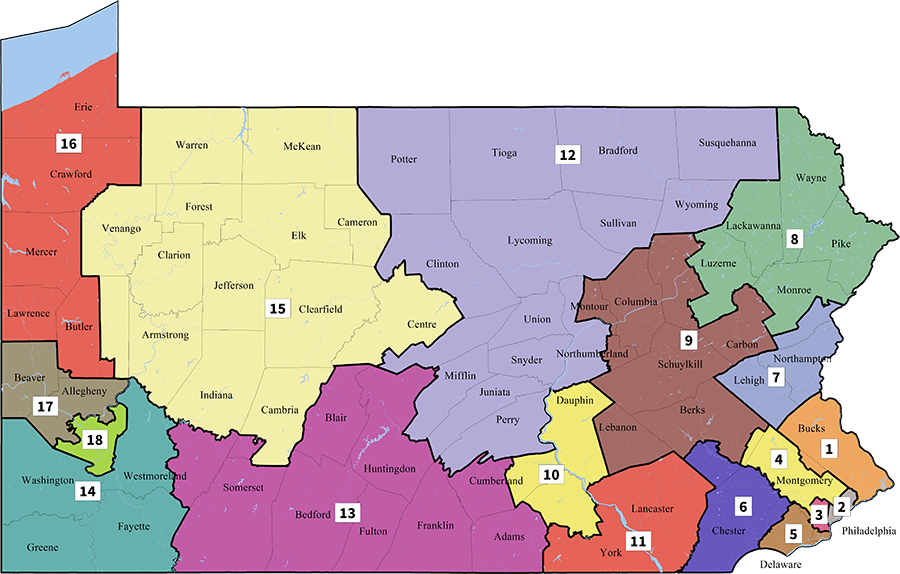 Pennsylvania Congressional Districts Map PNG