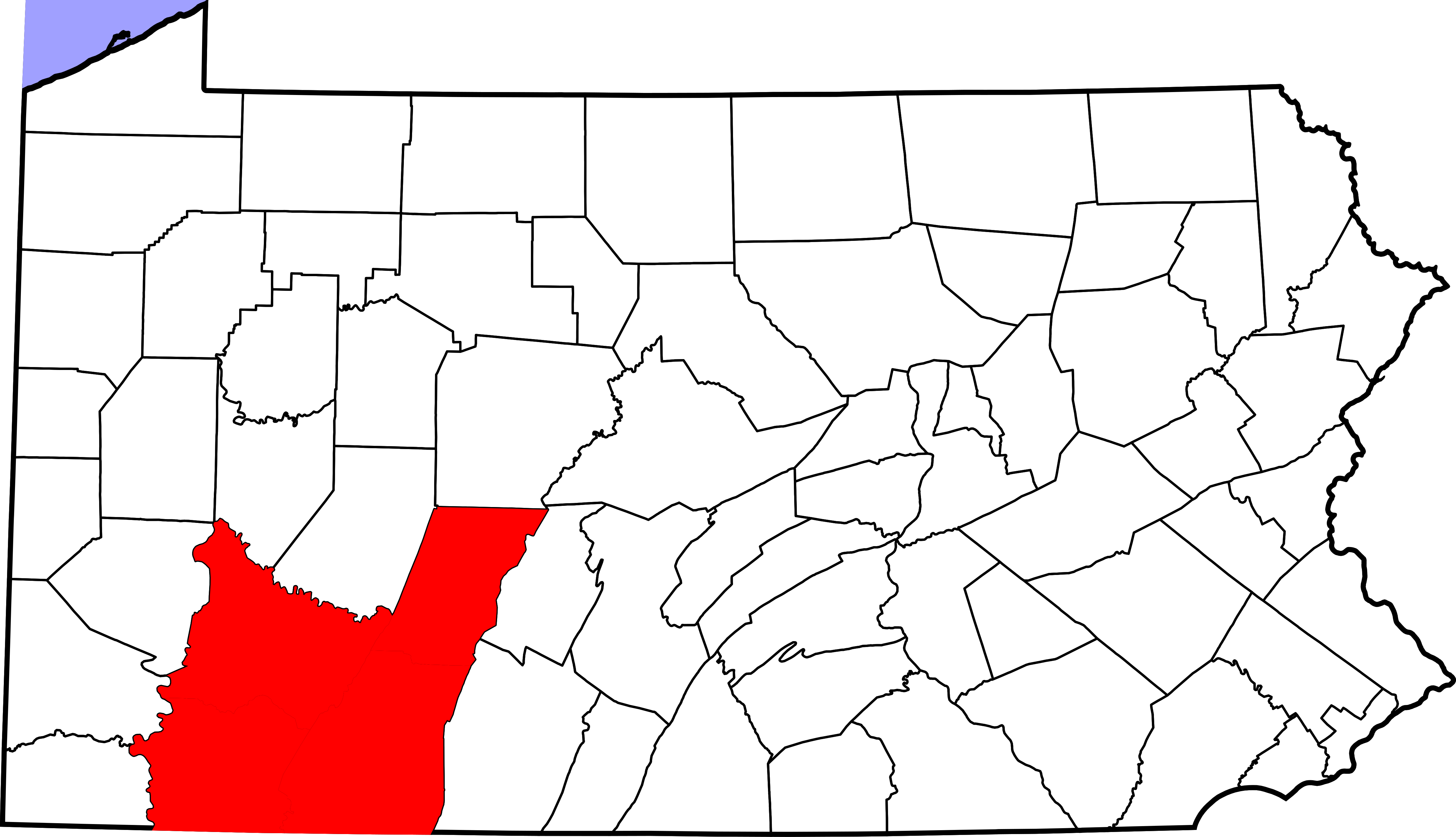 Download Pennsylvania County Map Highlighted Region