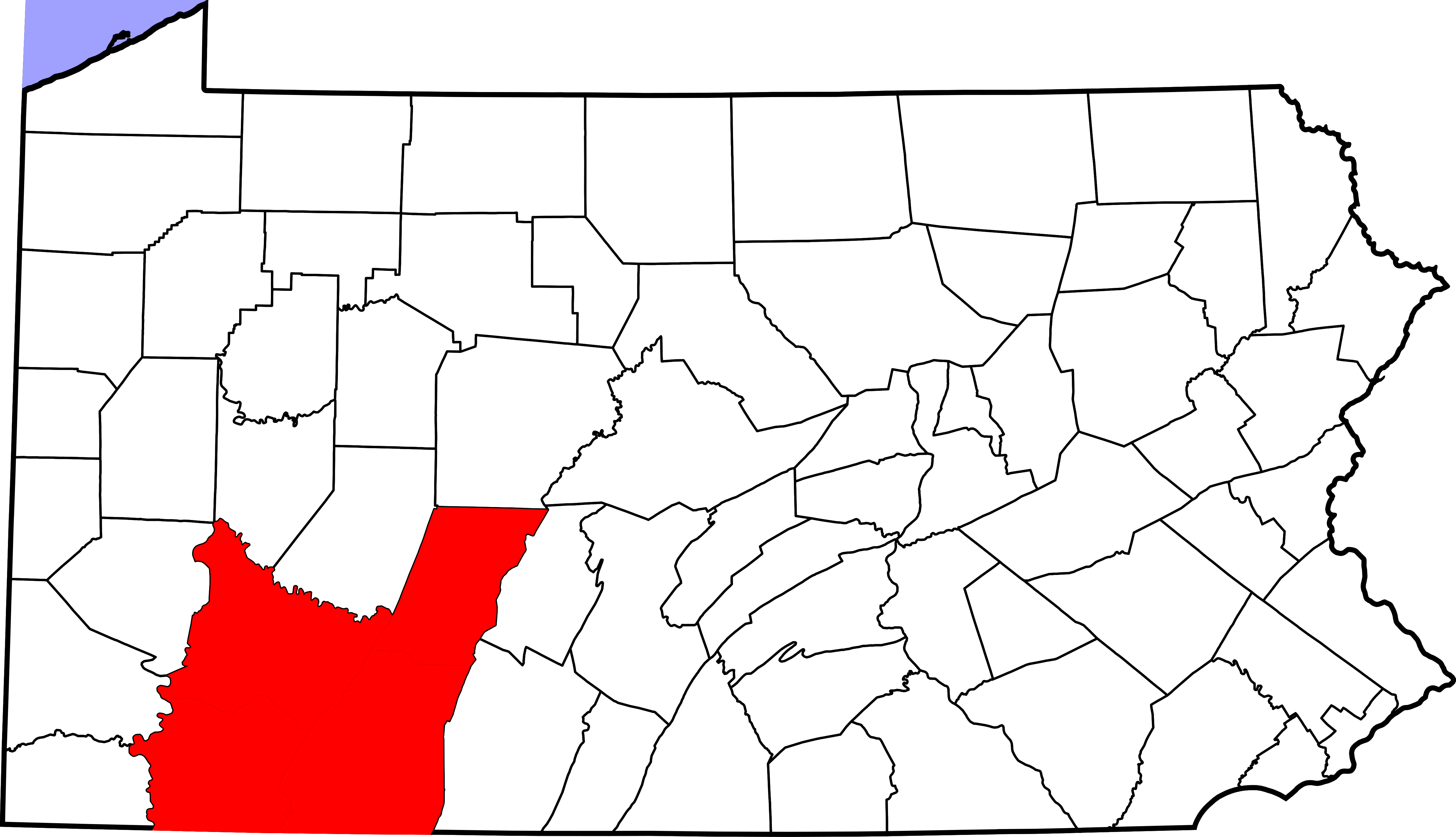 Pennsylvania County Map Highlighted Region PNG