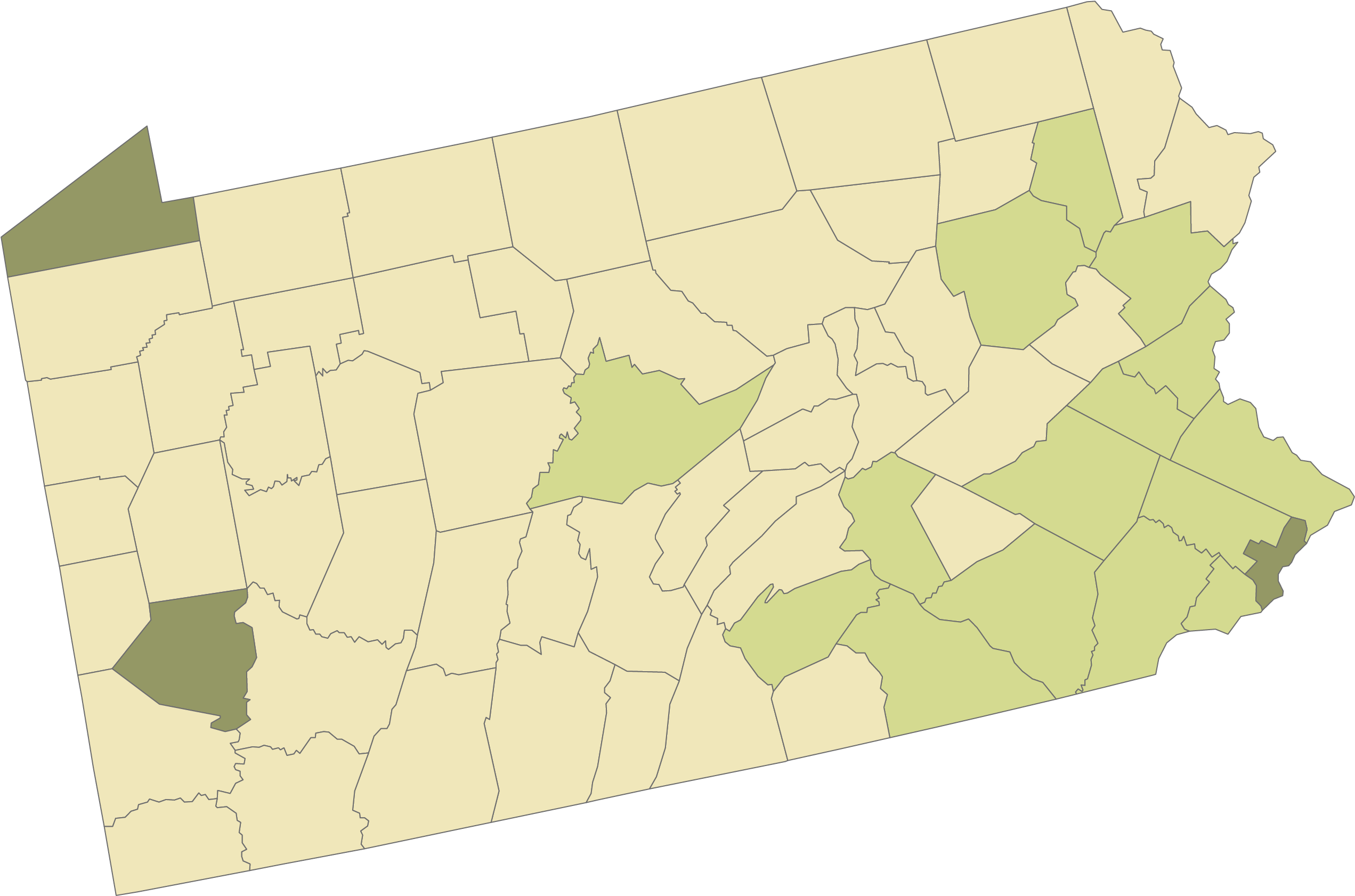 Pennsylvania Map Highlighted Counties PNG
