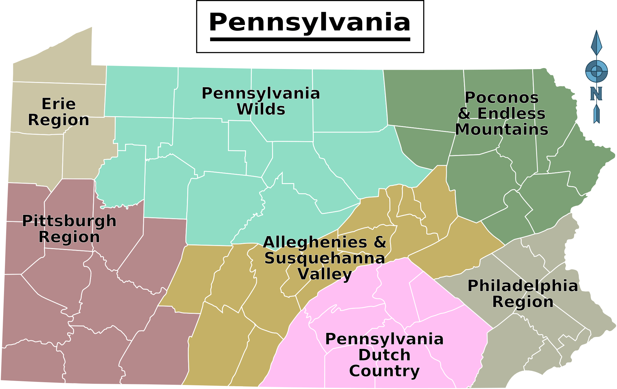 Pennsylvania Regions Map PNG