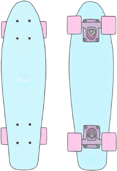 Penny Skateboard Blue Pink Wheels PNG