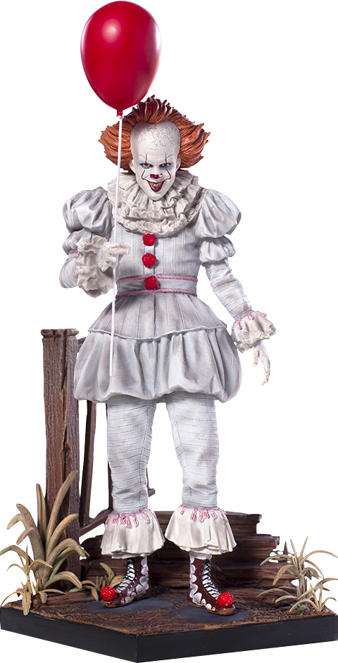 Pennywise Statuewith Red Balloon PNG