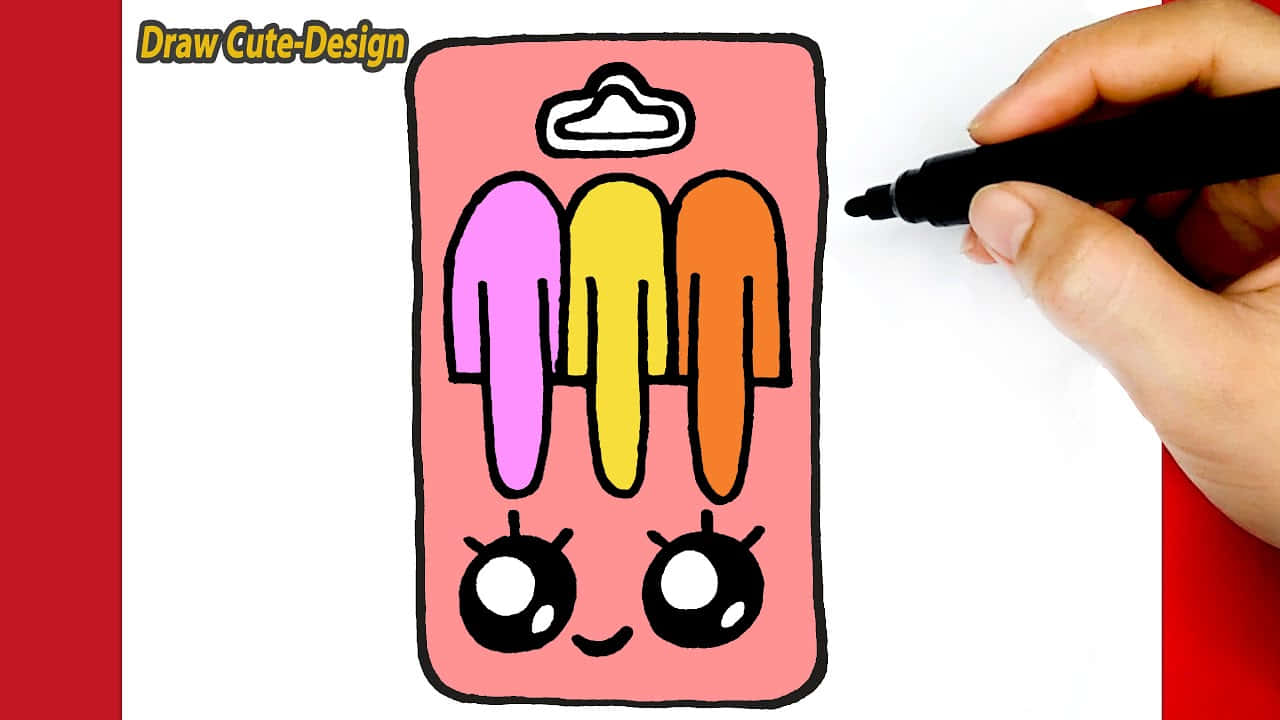 A Person Drawing A Cartoon Ice Cream With Markers