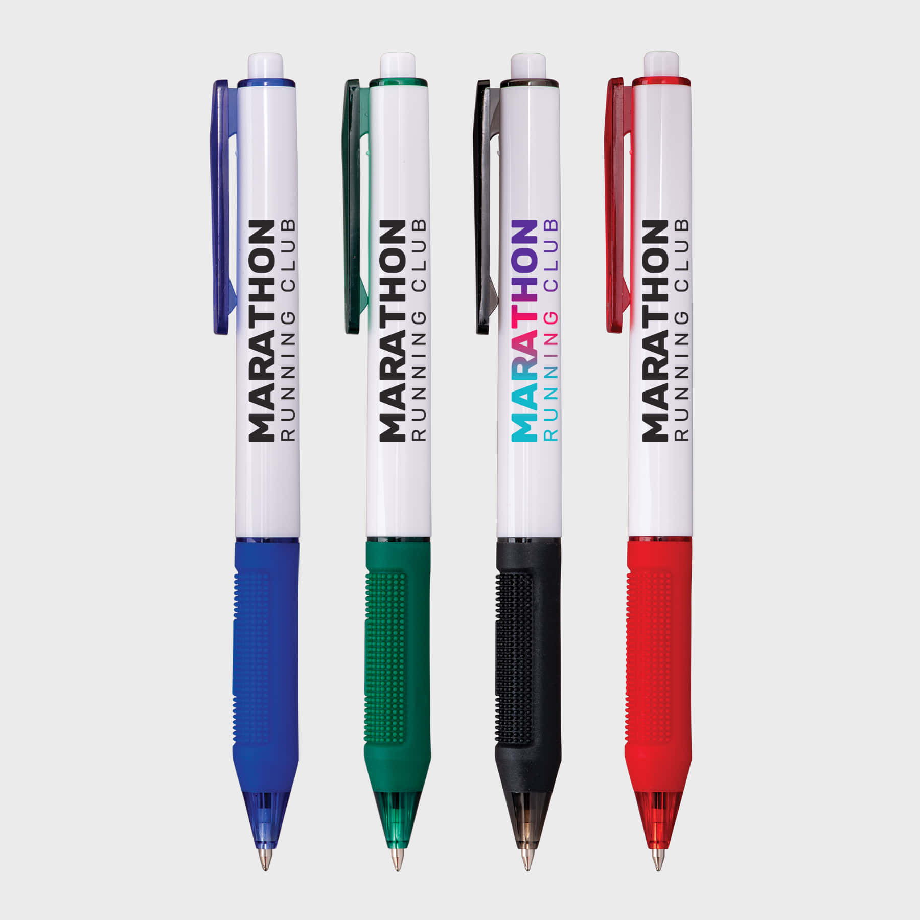 Four Pens With The Word Marathon On Them