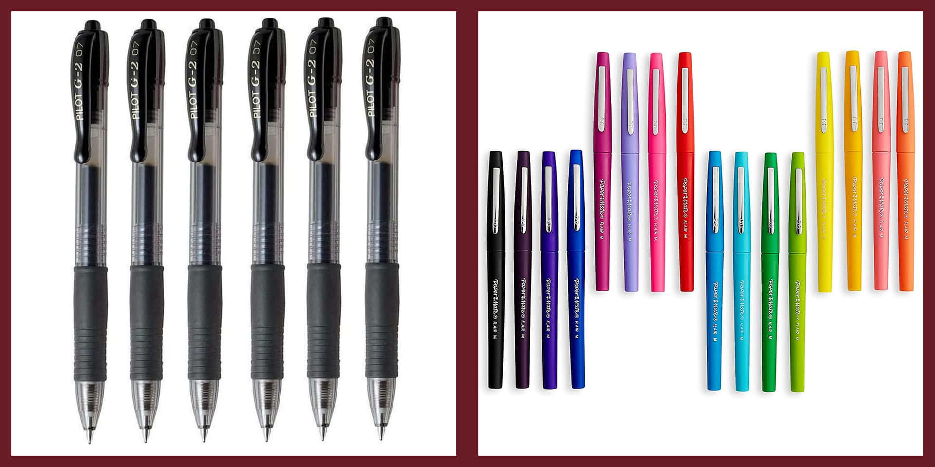 A Variety Of Pens And Pencils Are Shown