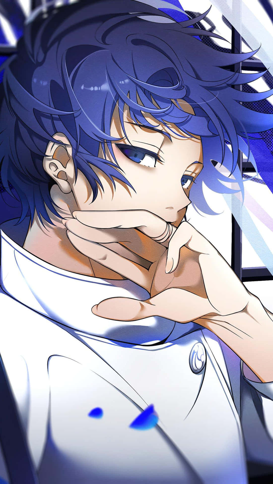 Pensive Anime Character Blue Hues Wallpaper