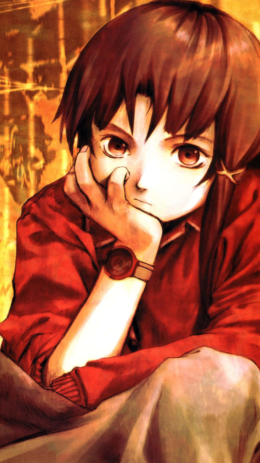 Pensive Anime Character Red Top Wallpaper