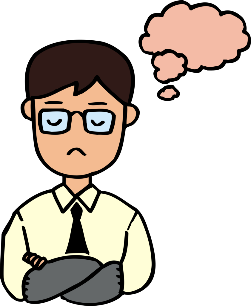 Pensive Cartoon Man Thought Bubble PNG