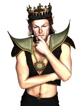 Pensive_ Elf_ King_ Thinking PNG