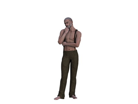 Pensive_ Man_3 D_ Render PNG