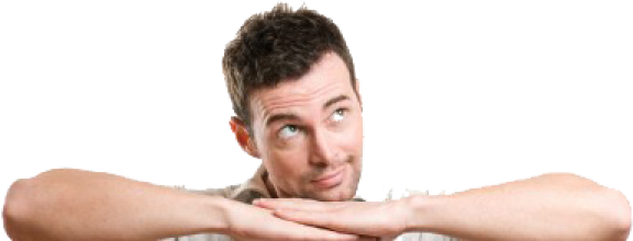 Pensive Man Resting Chin On Hands PNG
