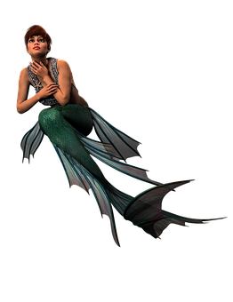 Pensive Mermaid Digital Art PNG