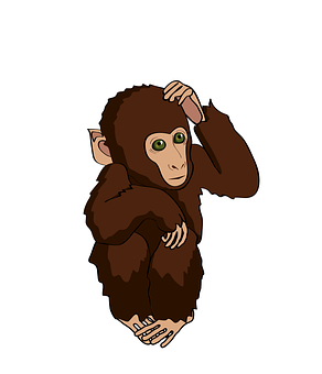 Pensive Monkey Cartoon PNG