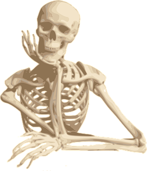 Pensive Skeleton Illustration PNG
