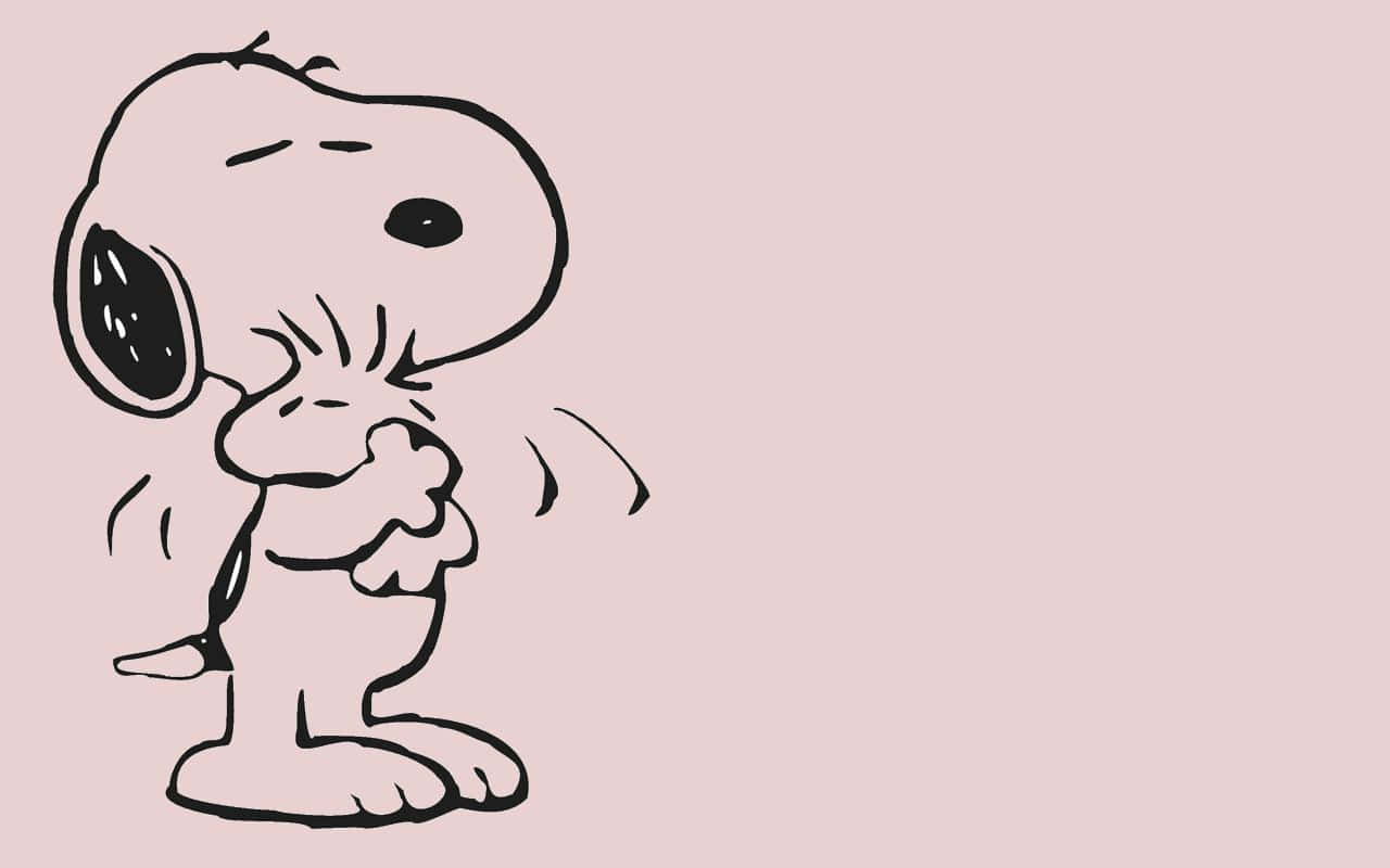 Pensive_ Snoopy_ Pink_ Background Wallpaper