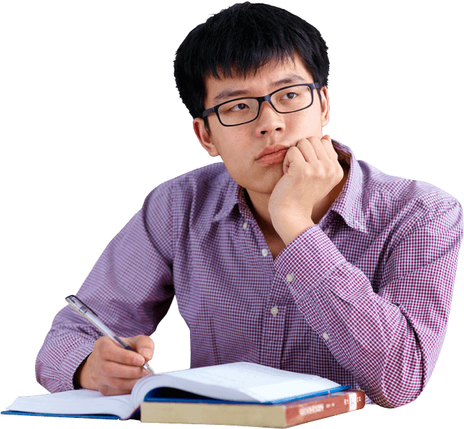 Pensive Studentwith Books PNG