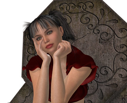 Pensive3 D Rendered Woman PNG