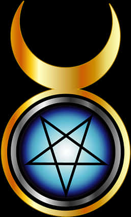 Pentagram Symbolwith Crescent Moon PNG