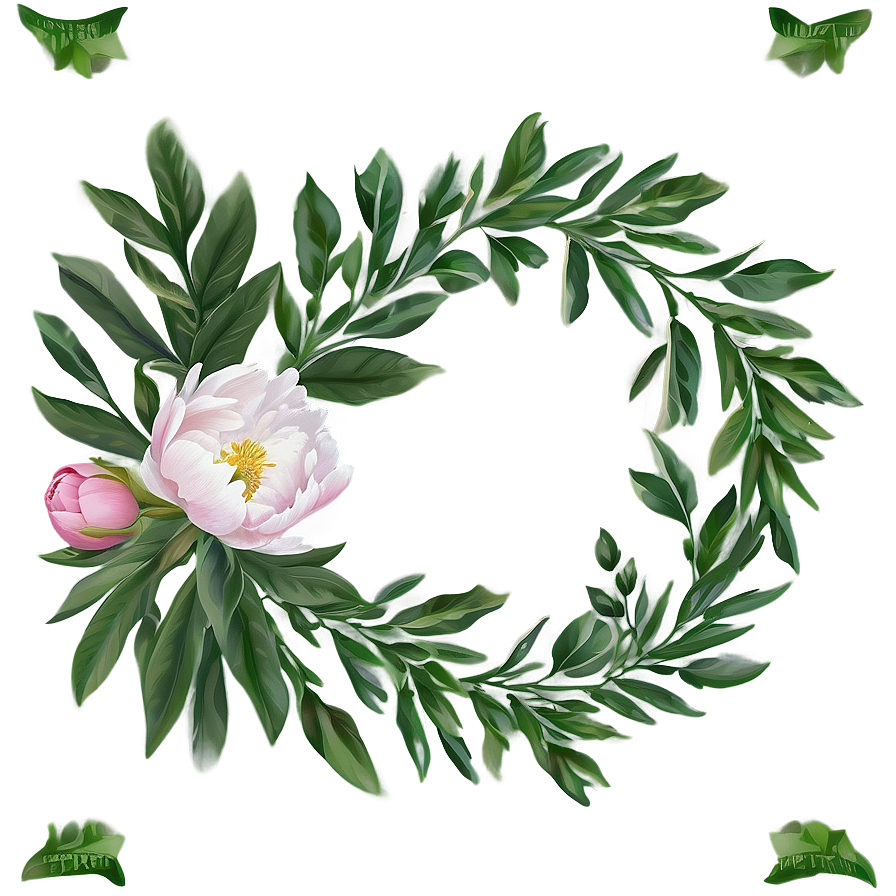 Peony And Greenery Wreath Png 05242024 PNG