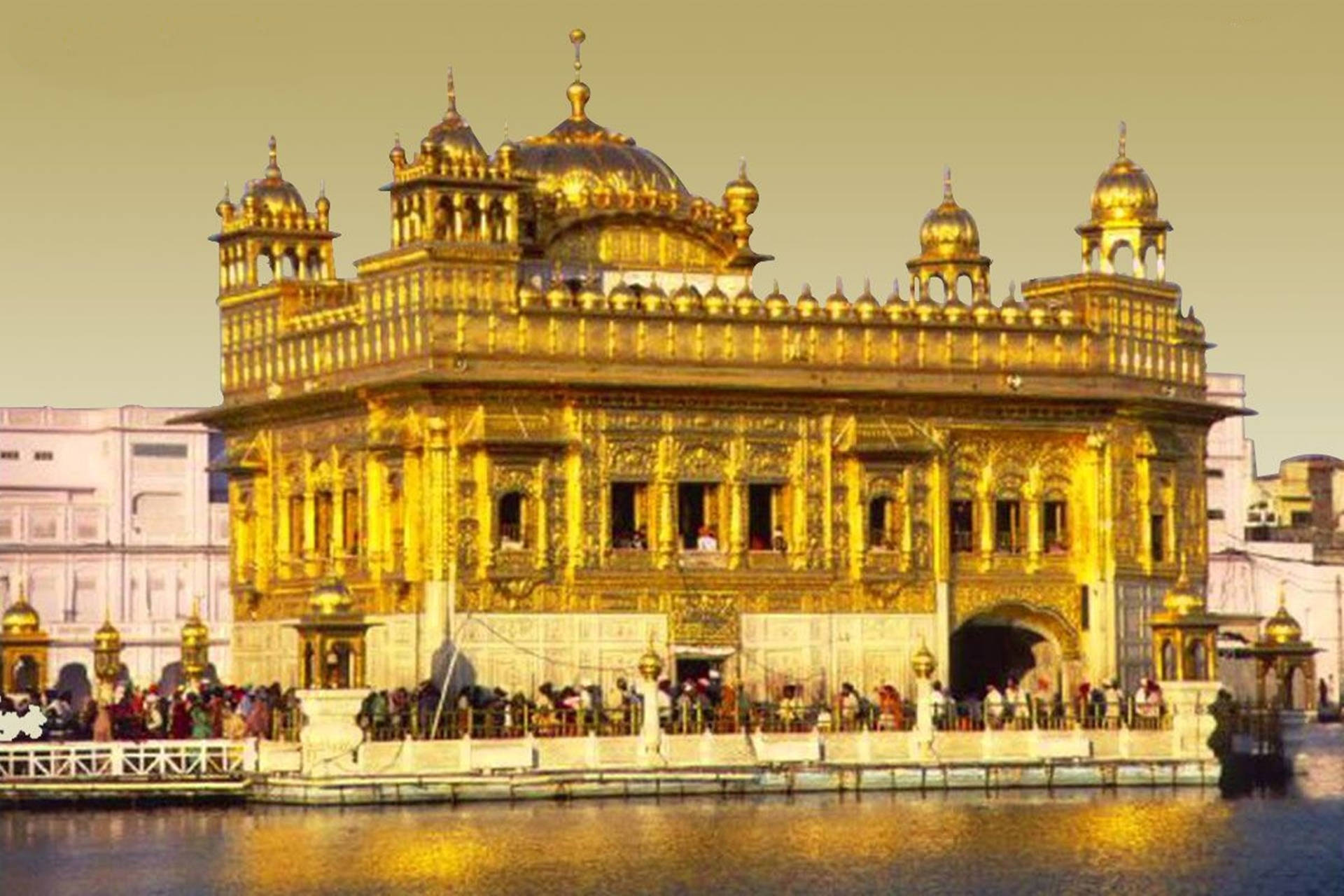 People At The Golden Temple Hd Wallpaper