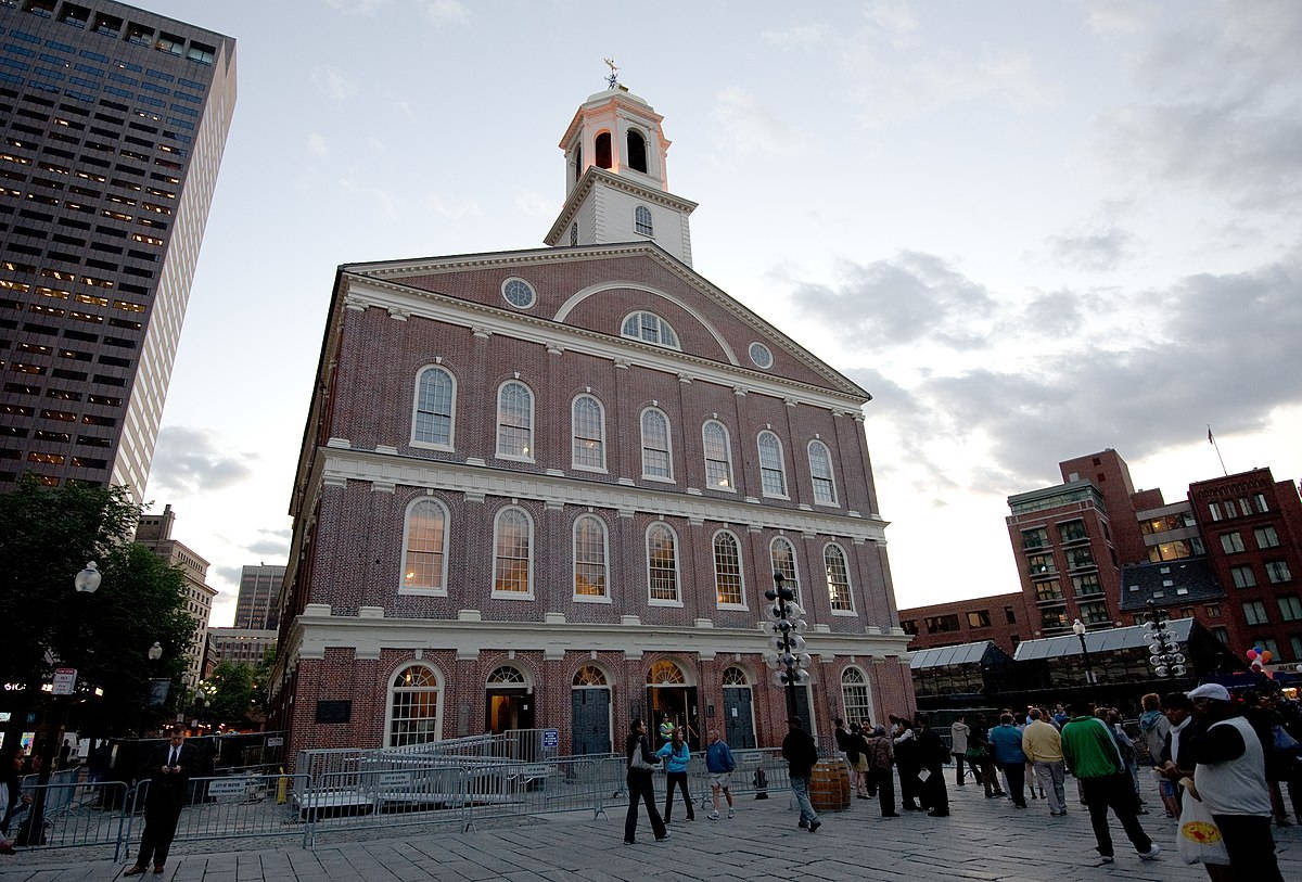 People In Front Faneuil Hall Background