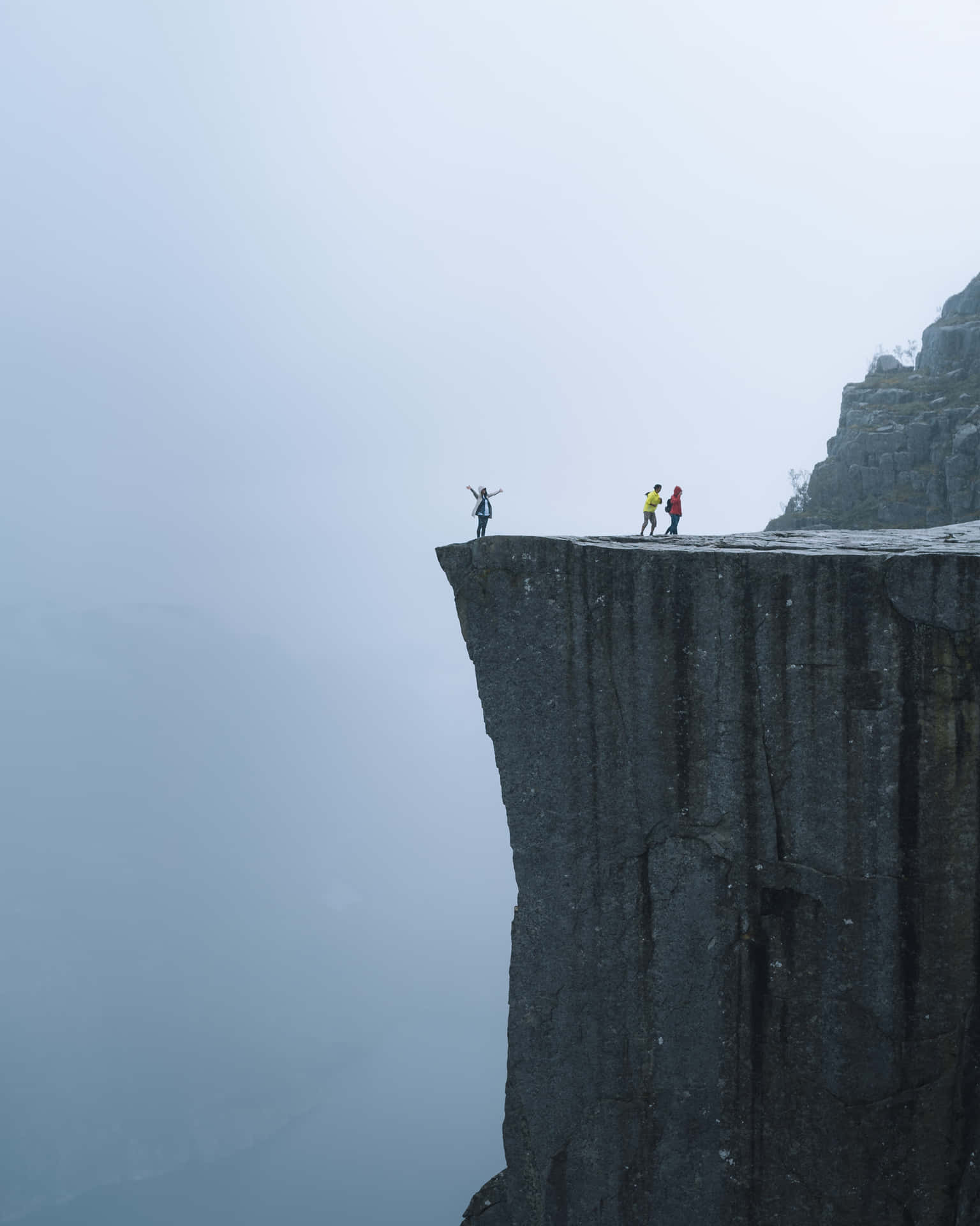 People On Top Of the Cliff Pulpit Rock Wallpaper