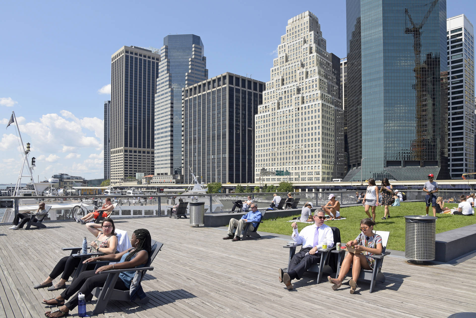 People Relaxing At South Street Seaport Wallpaper